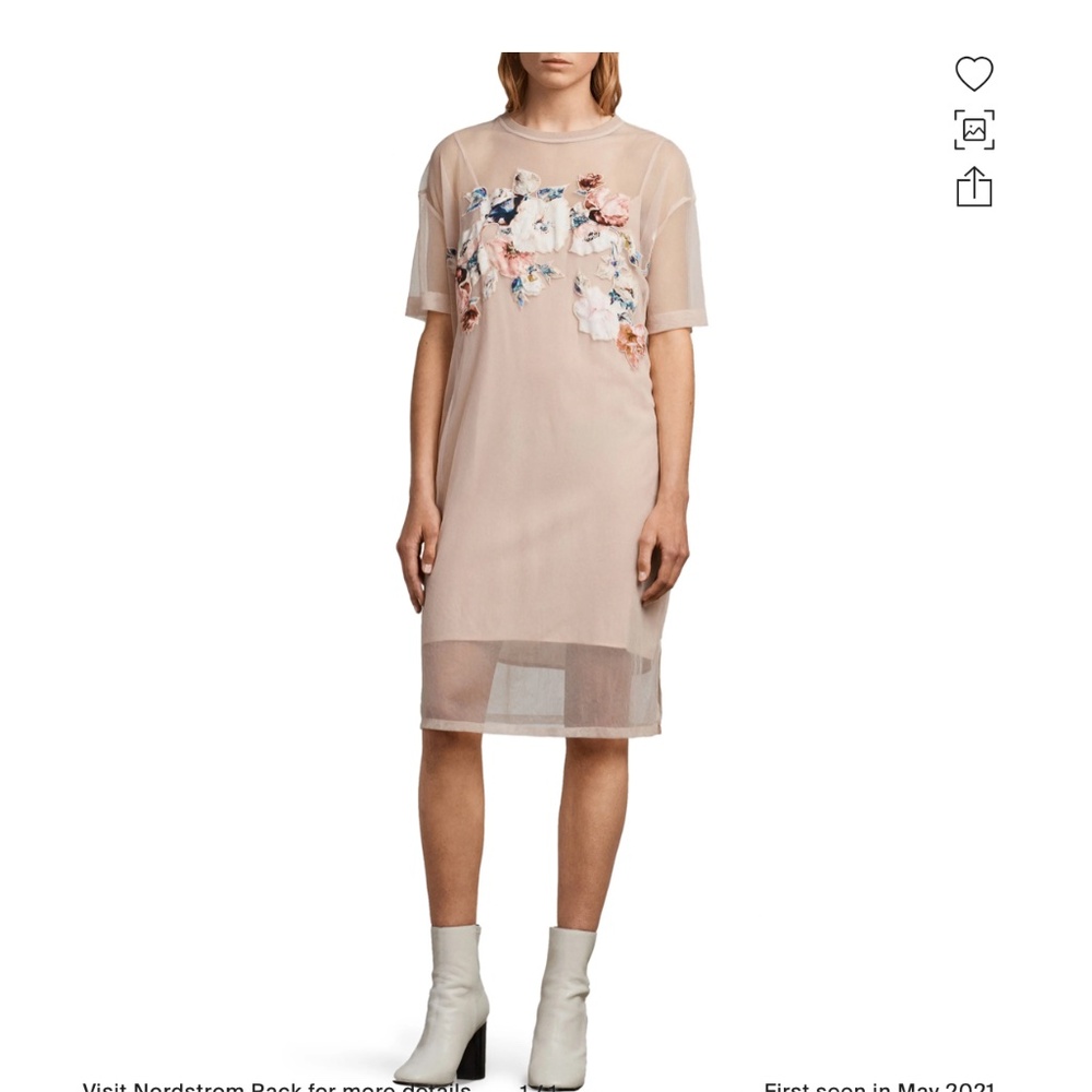 AllSaints Kyla Mesh Dress Floral No Slip EUC